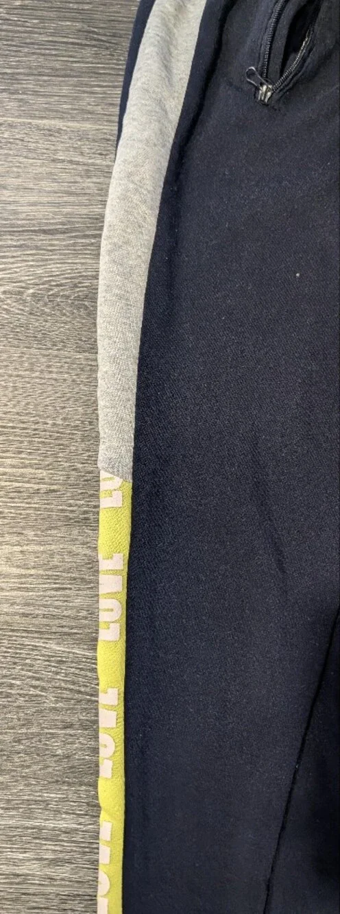 Navy Sweatpants with Yellow Accent